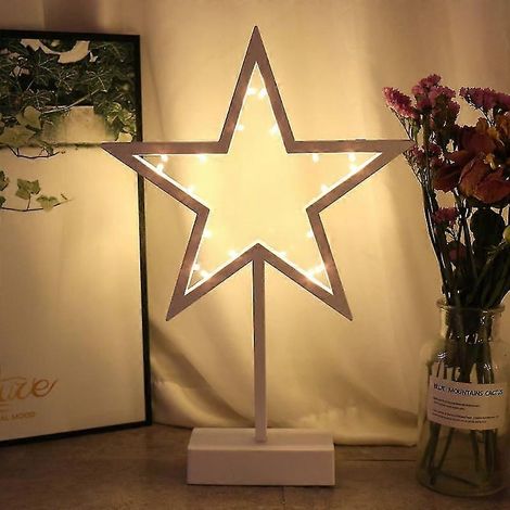 Étoile lumineuse décorative à 20 LED, blanc froid/chaud, motif poinsettia (1/4)