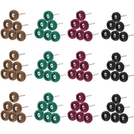 Lot de 80 Roues de polissage abrasif de 25 mm, Accessoires de polissage pour outils rotatifs , Grain 80/150/240/300, tampon à récurer et queue en métal (1/4)