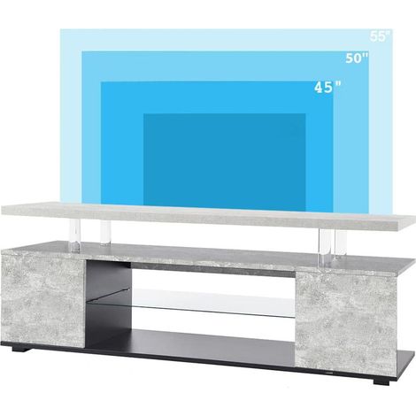 Meuble tv led grand meuble de rangement grand meuble d’appoint latéral adapté aux téléviseurs 60 pouces gris et noir centre de (1/5)