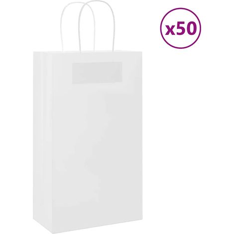 Sacs en papier 50 pcs avec poignées blanc 21x11x36 cm vidaXL