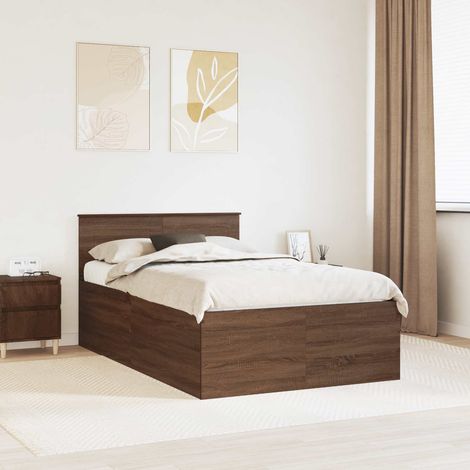 vidaXL Struttura del letto con testiera Rovere Marrone 120 x 190 cm