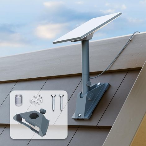 support de toit – Support mural pivotant avec adaptateur de tuyau, inclinaison de 0 à 90°, pivotant à 360°, aluminium robuste pour mini parabole (1/5)