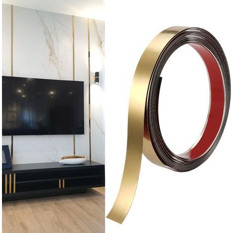 20 mm x 5 m Goldzierleiste, selbstklebende flexible Zierleiste, Edelstahl Gold Zierleiste, Wandleiste Zierleisten, dekorative Wandklebeleisten für Decken, Böden, Wände (1/5)