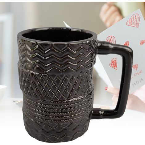 Mug à café empilable de 380 ml, motif pneu, style nordique, en céramique irrégulière, pour la cuisine. (1/5)