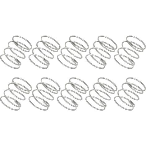 10 Pièces - Ressort De Compression - Acier Inoxydable 304 - Haute Élasticité Et Résistance À La Corrosion - Pour Stylos Jouets Et Bricolage - Argent - 0,6x10x10mm (1/5)