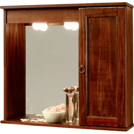 Spiegelschrank mit LED-Beleuchtung und rechtsseitigem Regal 69x63x16 cm