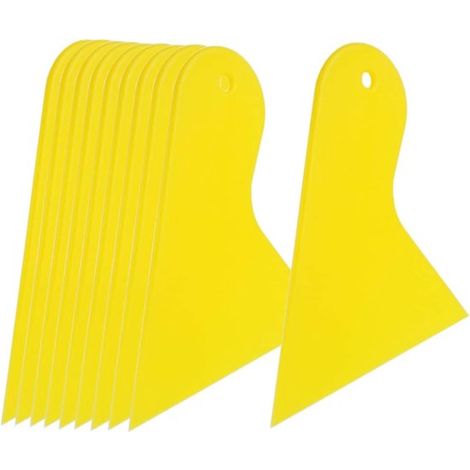 Raschietto in plastica - per rimuovere adesivi - Raschietto in plastica - per applicare stucco - mastice - smalto - malta e vernice (confezione da 10, giallo) (1/5)