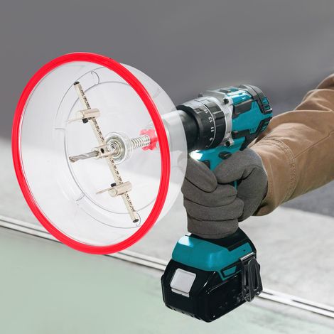Kreisschneider Holz 40-200mm Verstellbar Durchmessergröße Lochbohrer mit Staubschutzhülle Professionelle Lochsäge Effizient,2 Sätze Klingen für Holz/Porzellan/Wand