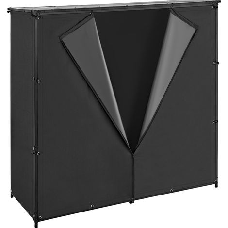 Mophorn Portalegna da Ardere con Copertura Impermeabile 1855 mm per Esterni, Ideale per Camino, Patio e Terrazzo, Capacità 730 kg, Struttura Robusta in Metallo, Colore Nero (1/5)