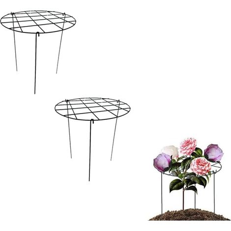 Lot de 2 anneaux de support pour fleurs, piquet de support pour cage, cerceaux avec 3 pieds pour fleurs lourdes (45,7 cm). (1/5)