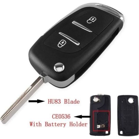 Key Case, Foldable Car Key Cover, for Peugeot 207, 307, 407, 408, 308, and - Type 2 BT HU83 CE0536 - For Citroen (1/4)