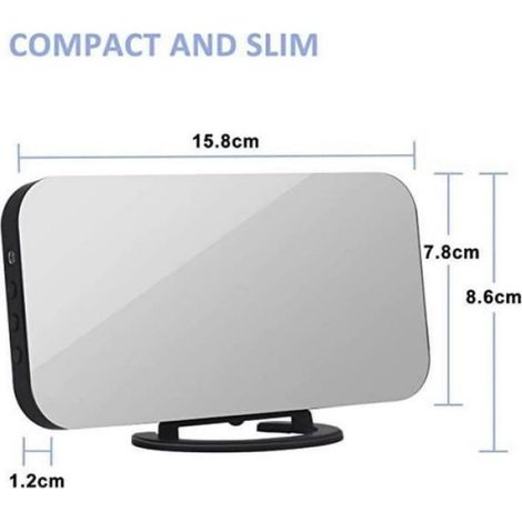 Réveil Numérique horloge miroir réveil numérique avec veilleuse réglage automatique de la luminosité 15 8 x 8 5 x 1 3 cm (1/4)