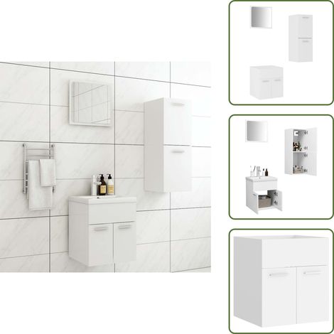 Mobile sottolavabo - vidaXL Set Mobili da Bagno Bianco in Truciolato - Armadietto alto