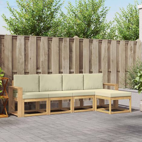 vidaXL Outdoor-Sofagarnitur mit Kissen 5 pcs Weiß und Creme (1/5)
