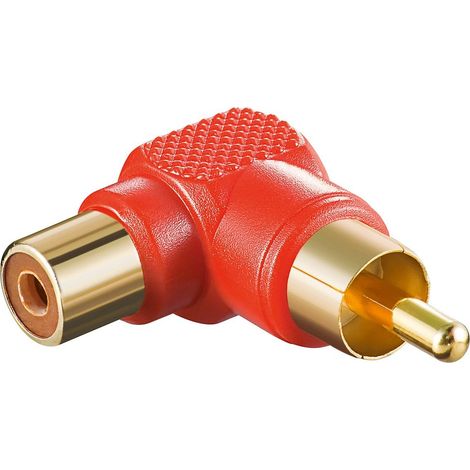 Adaptador RCA 1 Macho A 1 Hembra Acodado ROJO
