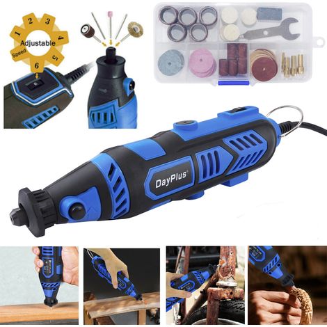 DayPlus Mini Schleifer Multifunktionswerkzeug 135W Drehwerkzeug mit 80 teiligen Zubehörset & 10000-32000 U/min 6 variable Drehzahl, zum Schneiden, Schleifen, Gravieren, Polieren, Schärfen (1/5)