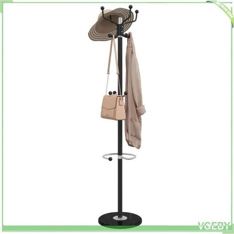377101 Porte-manteau avec porte-parapluie noir fer enduit de poudre (1/5)