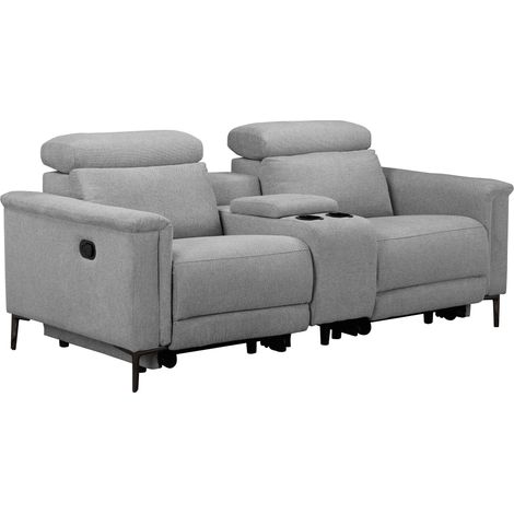 Lund-Fauteuil inclinable double avec fonction manuelle en tissu gris clair (1/5)