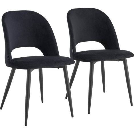 Lot de 2 chaises en acier et velours noir (1/5)