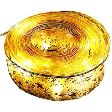 Guirnalda de luces, cable de cobre, lazos plateados, luz blanca cálida, para fiestas navideñas en interiores o exteriores. (1/5)