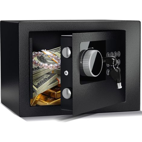 Coffre-fort mural, coffre-fort pour armoire pour bureau à domicile, coffre-fort électronique numérique avec système d'alarme intelligent, (23 x 17 x 17 cm) - 6,6 l, par coffre-fort avec clé (1/5)