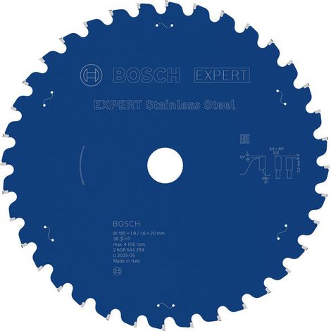 Bosch EXPERT Stainless Steel Circular Saw Blade 185 x 1.9/1.6 x 20mm T36