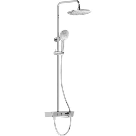 Vitra – Colonne de douche thermostatique 772-1202mm – Finition chromée – Pommeau 13cm – 3 jets – Économie d'eau 10-13l/min