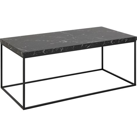 Table basse rectangulaire 110x55x45 cm décor marbre noir - AYA (1/5)