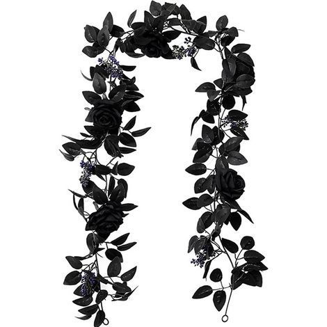 Guirlande Artificielle - Feuilles D'érable Et Roses Noires - 175 cm - Décoration Automnale Intérieure Extérieure - 1 Pièce (1/5)