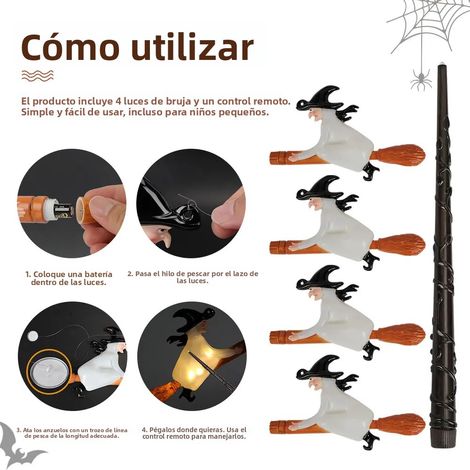 (4) (Bougies de sorcière) Bougies flottantes avec baguettes - Flamme LED - Lumière chaude - Décoration d'Halloween (1/5)