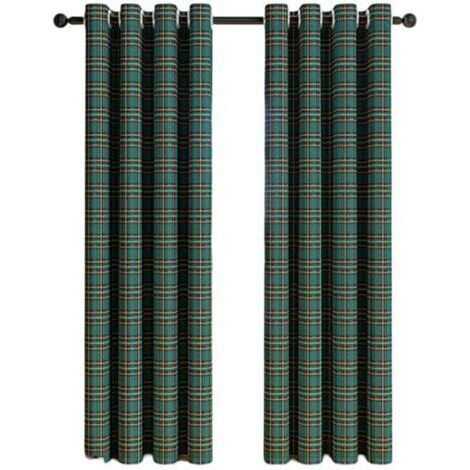 Rideaux Panneaux à Carreaux Écossais et Rayures - Filtration Lumière - Style Maison de Campagne - pour Cuisine/Salon (1/4)