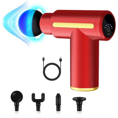 PISTOLA PER MASSAGGIO MUSCOLARE PROFESSIONALE 6 VELOCIT 4 TESTINE MASSAGGIANTI (1/4)