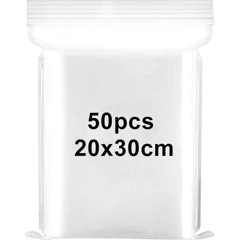Transparent Plastic Bag 20 x 30 cm Zip Bag 50 Pieces Resealable (1/5)
