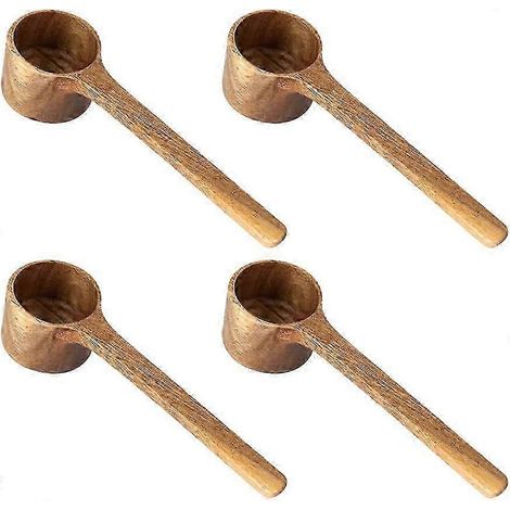 Lot de 4 cuillères doseuses en bois pour grains de café, cuillères doseuses en bois lisse, ustensile de cuisine pratique pour mesurer avec précision les grains de café secs. (1/5)
