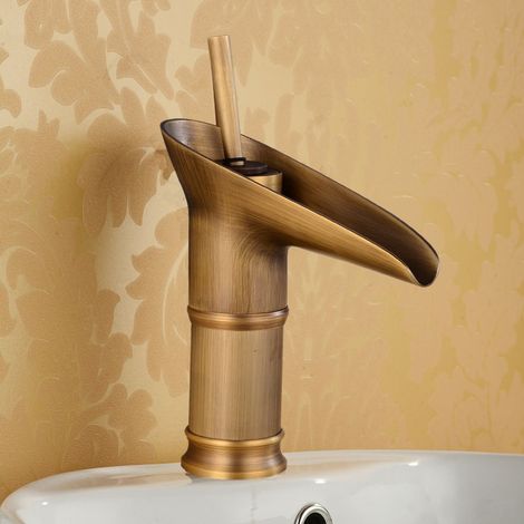 Grifo de lavabo retro en cascada, lavabo, grifo de baño, mezclador monomando (1/5)