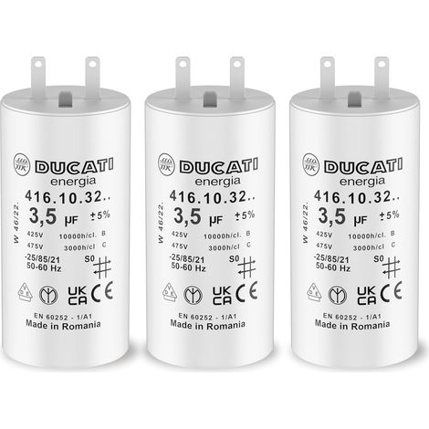 Lot de 3 condensateurs 3,5 uF pour moteur de volet roulant – Tension 450V AC – Durée de vie 10 000 heures – Plastique durable