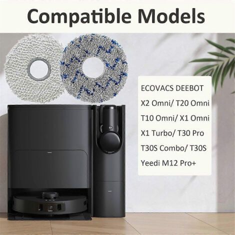 NALOOKAMIC Chiffon de nettoyage lavable pour ECOVACS DEEBOT T30 Pro / T30S Combo / T30S / T20 Omni / T10 Omni / X1 Omni (pièce de rechange)