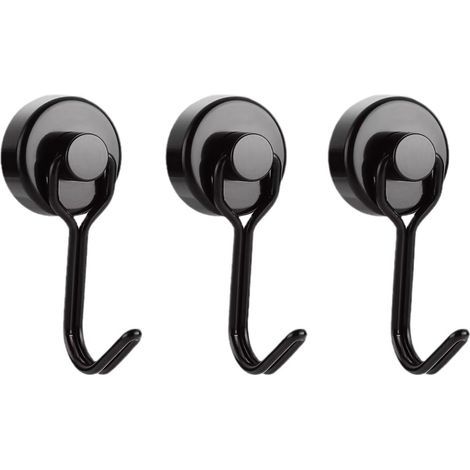 Crochet Aimanté Puissant Crochet Magnetique Frigo Noir Néodyme Pivotants Aimant Crochet Magnétique Crochets Aimantés Magnétiques pour Cuisine Torchon Tableau 6pcs (1/5)