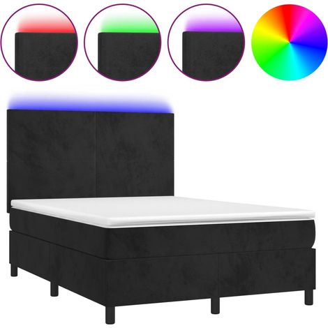 Maison Exclusive - Cama box spring colchón y LED terciopelo negro