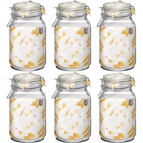 Lot de 6 bocaux hermétiques à bouchon mécanique, bocal pot de conservation, capacité 2 L - Ø 12.5 x Hauteur 21.6 cm (1/3)