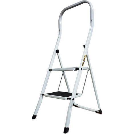 Drabest Premium Scaletta In Acciaio Per Casa E Ufficio – Portata Scala Domestica 150 Kg – 2 Gradini (1/4)