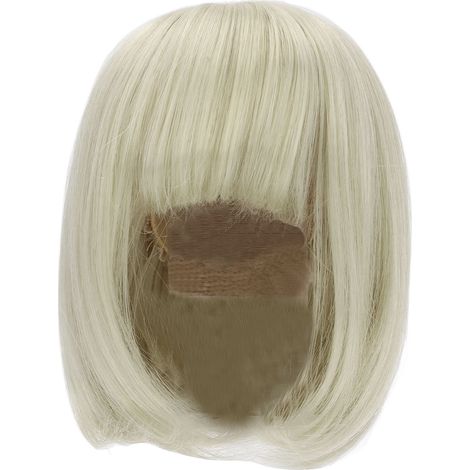 Puppenperücke mit geradem Pony, kurzem, schulterlangem Haar, weichen Fasern, leicht zu schneiden, BJD-Maßstab 1/3, Grün (1/5)