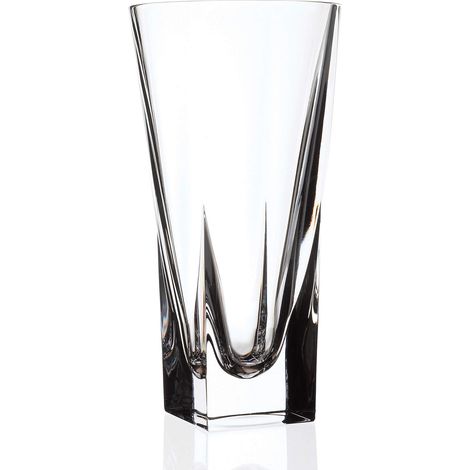 Vase - Fond carré - Vase en Verre à Ouverture Ronde - pour Fleurs - Roses - Verre de Cristal - 30,5 cm de Hauteur - Fabriqué en Europe