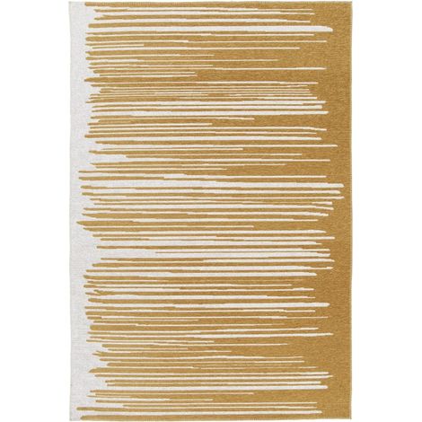 AXEL LIGNES - Tapis moderne tissé jacquard intérieur extérieur beige 120x170