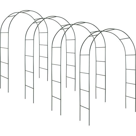 Lot de 4 arches jardin à roses acier résistant aux intempéries vert