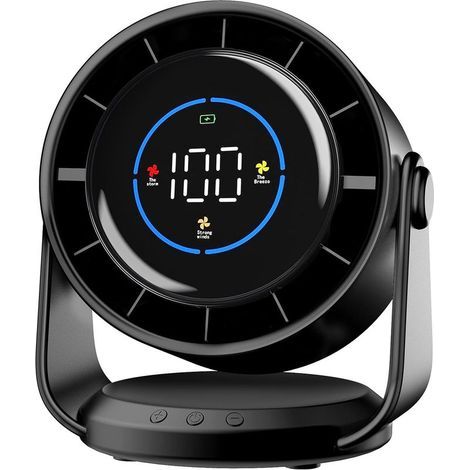 Ventilateur Silencieux Ultra Puissant, Ventilateur de Bureau à 100 Vitesses et tête rotative à 105° Rechargeable USB, Portable pour Bureau, Maison, Chambre, Voiture (1/5)