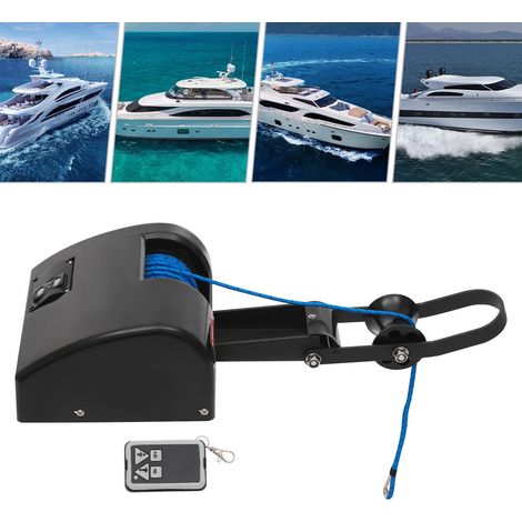 Treuil électrique, Guindeau électrique 12 V pour bateau avec rouleau d'ancre et télécommande, Longueur de bateau compatible : Jusqu'à 7,32 m (1/5)