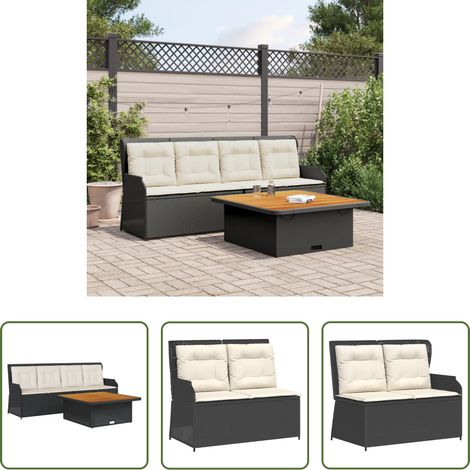 vidaXL Set de sofás de jardín con cojines 3 pzas ratán sintético negro (1/5)