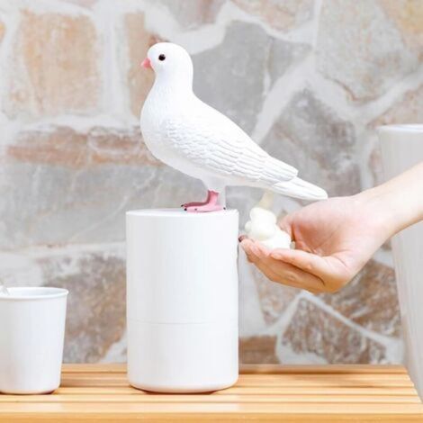 Dispenser automatico di sapone schiumogeno con sensore, dispenser di sapone senza contatto a forma di uccello, adatto per bagno e cucina (A)