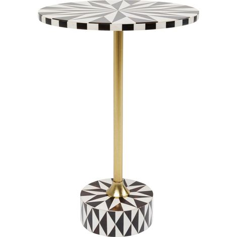 Kare Tavolino di design Domero Star, bianco/marrone, diametro 40 cm, tavolino rotondo, tavolino da caffè, struttura in acciaio, 60 x 40 x 40 cm (altezza x larghezza x profondità) (1/5)